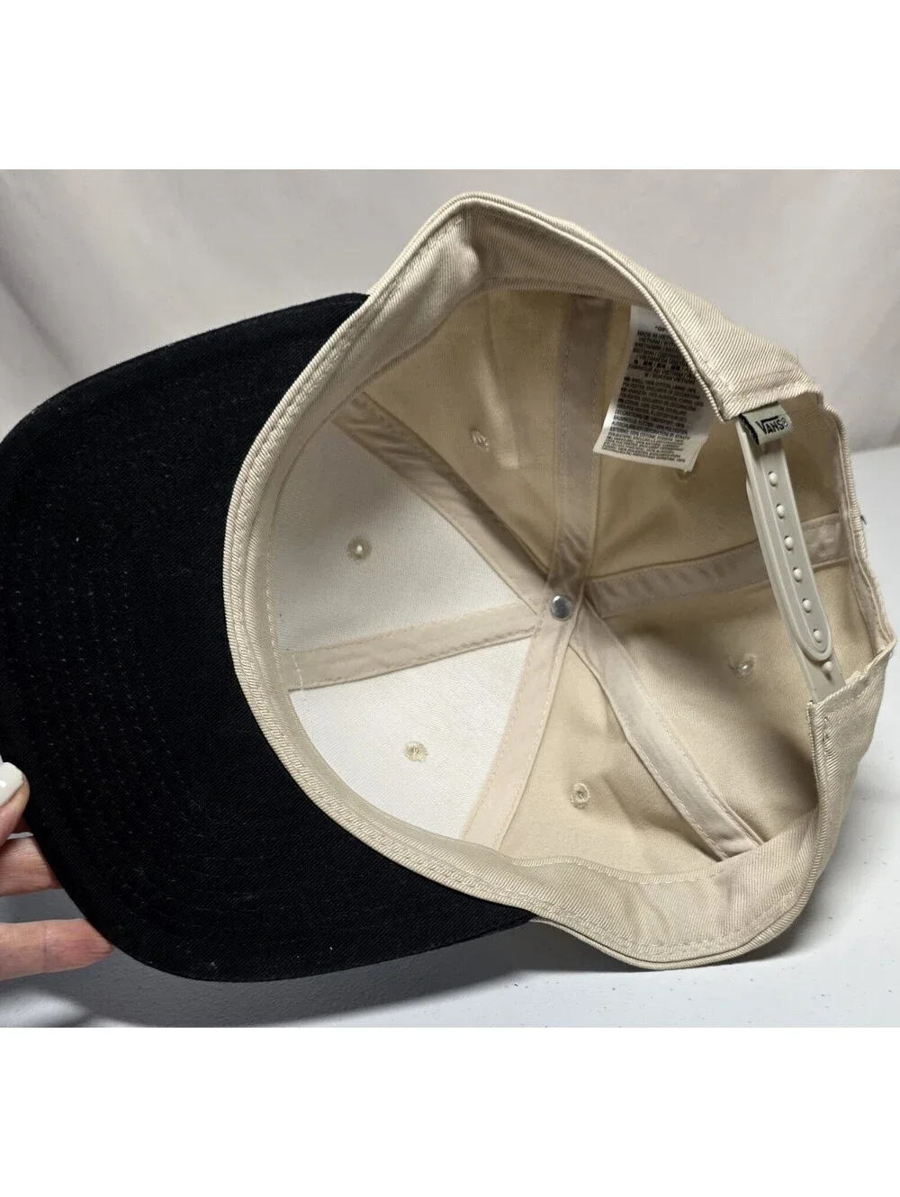 Vans OFF THE WALL Ivory with Black Logo Adjustable Snap Ball Cap